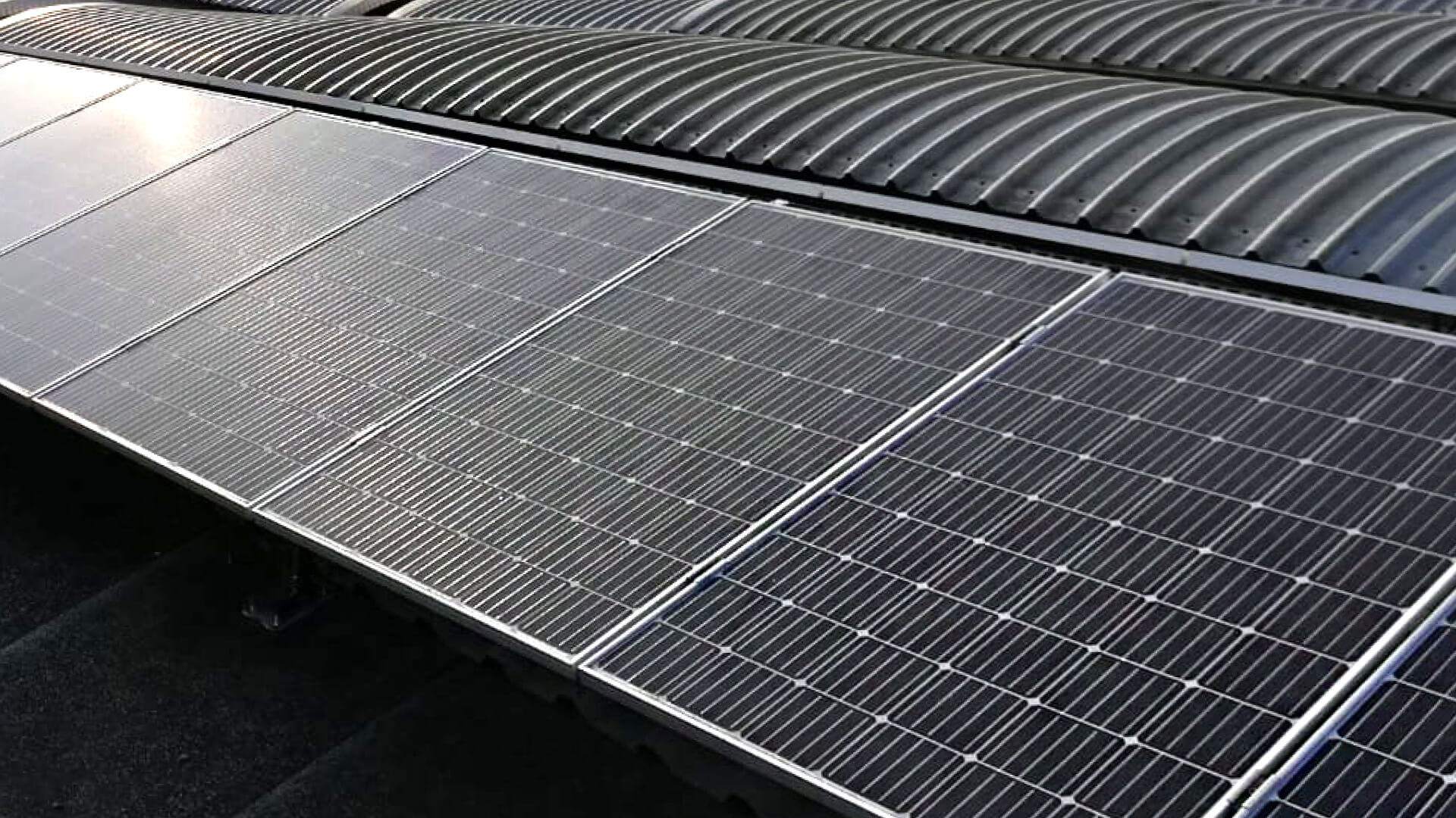 Dettaglio dei moduli in silicio monocristallino dell'impianto fotovoltaico
